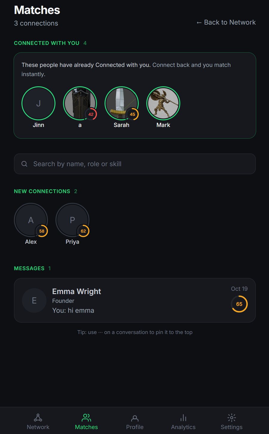 Matches hub